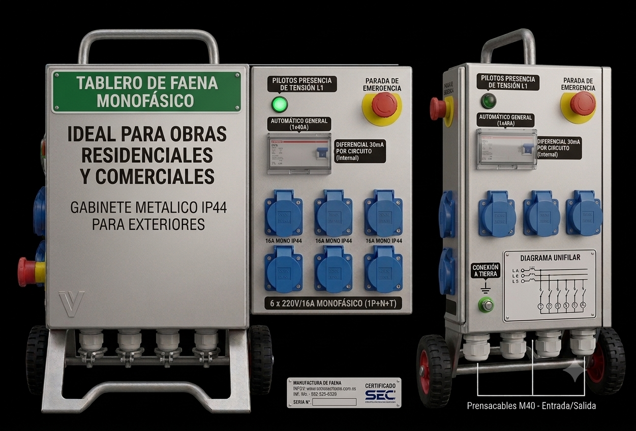 Tablero Faena Monofásico 40A - En faena
