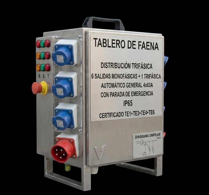 Tablero Faena Trifásico 63A - Lateral
